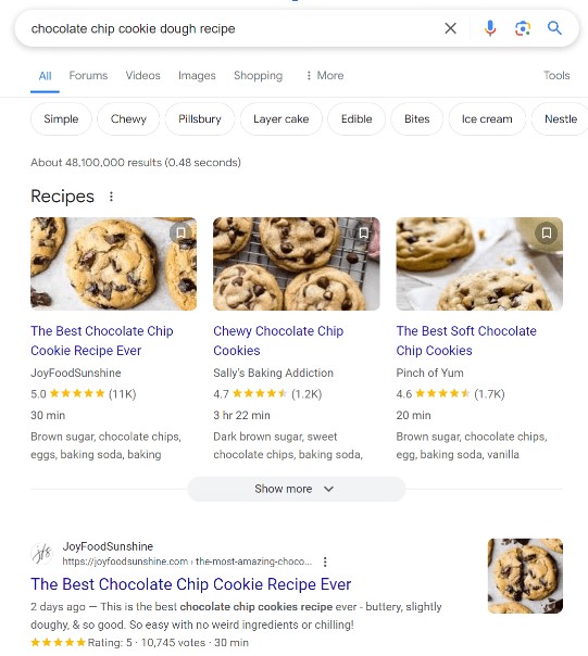 Keyword clustering example