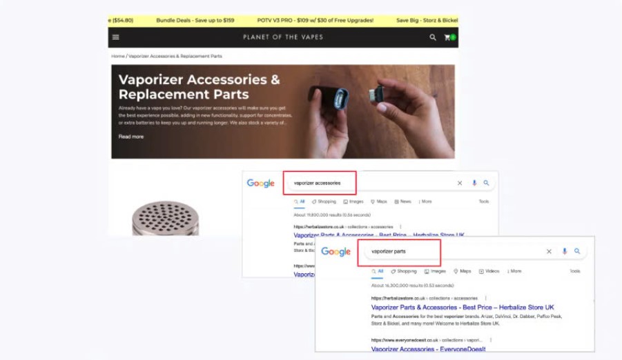  “vaporizer parts” and “vaporizer accessories.”