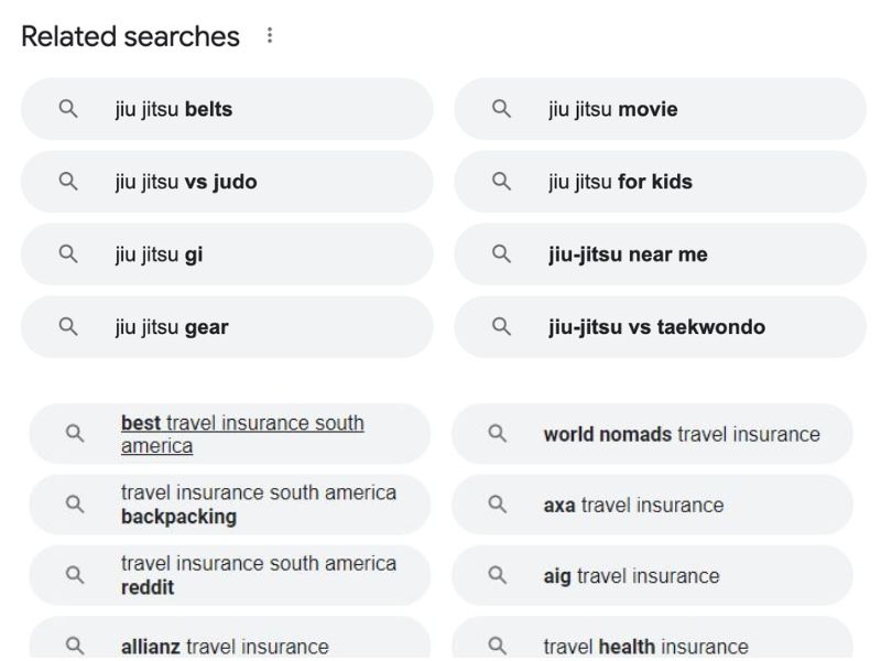 Google related searches